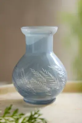 Etched Glass Bud Vase