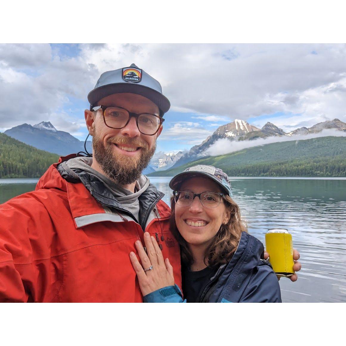 Post engagement bliss at Bowman Lake