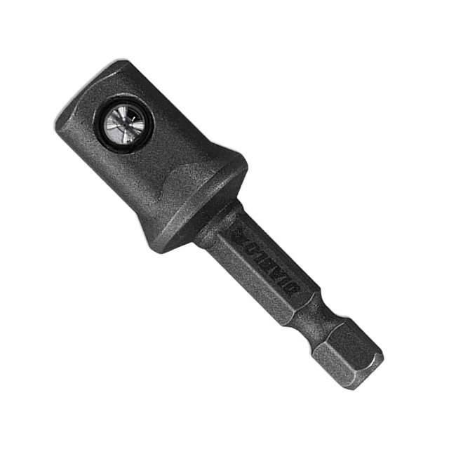 Diablo Square Socket Adapter for Drill and Impact Drivers - Ideal for Standard and Deep Well Sockets, 2" Length, 1/4" Hex to 1/2" Square Adapter Size - DSA0500