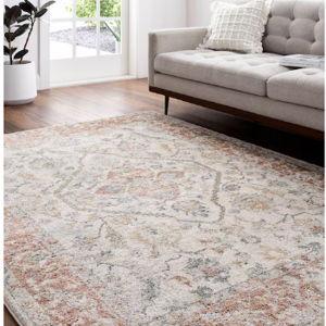 allen + roth with STAINMASTER Himalayan Dream 9 x 12 (ft) Loomed Polyester/Polypropylene Cream Rectangular Indoor Medallion Oriental Area rug