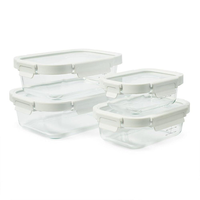 Sur La Table Glass Storage Containers, 8-Piece Set, Clear