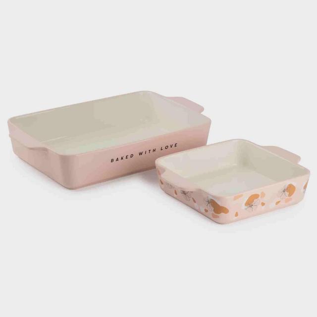 Thyme & Table Stoneware Square & Rectangular Baker, Pink, 2-Piece Set