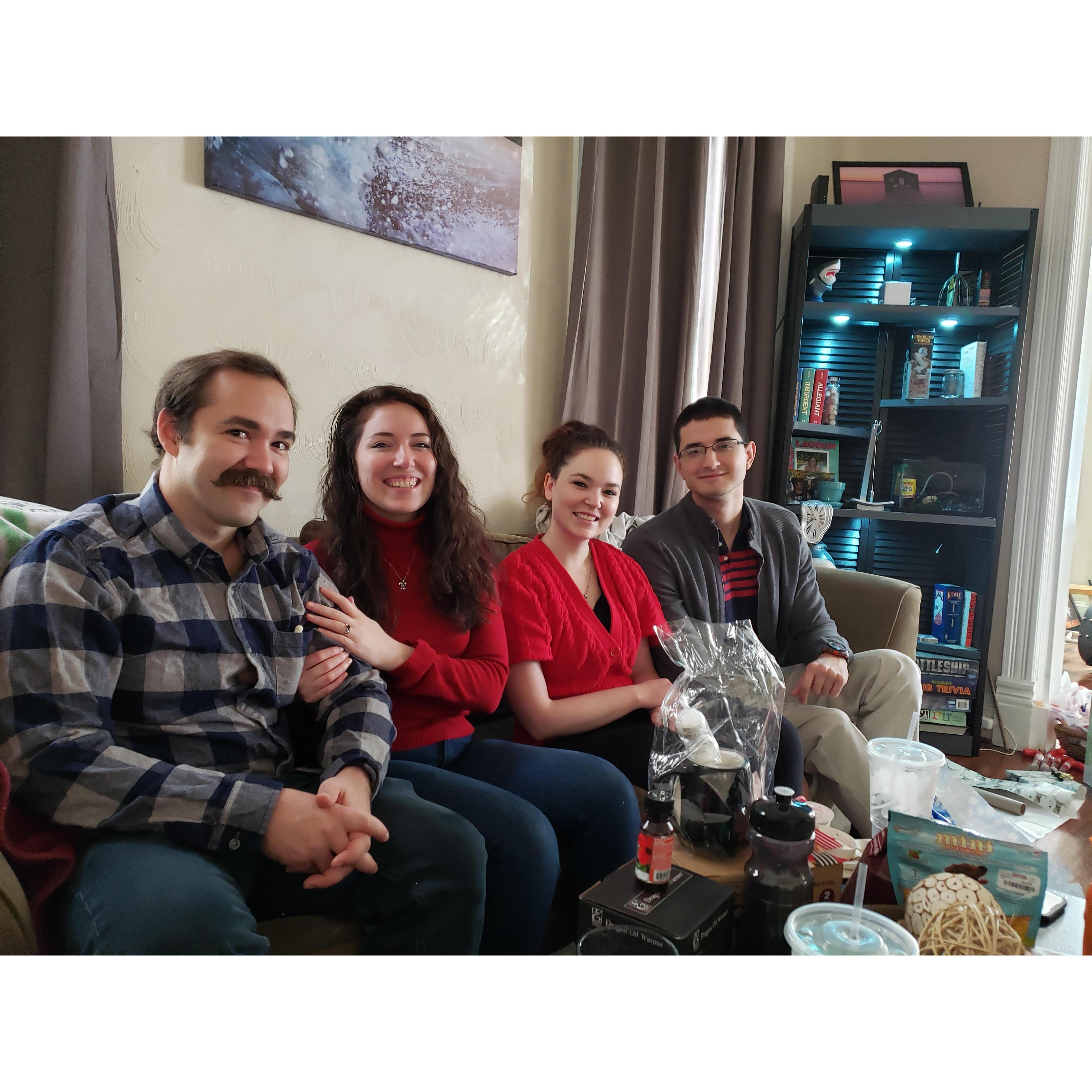 Christmas day with family, Amanda, and Luis.
