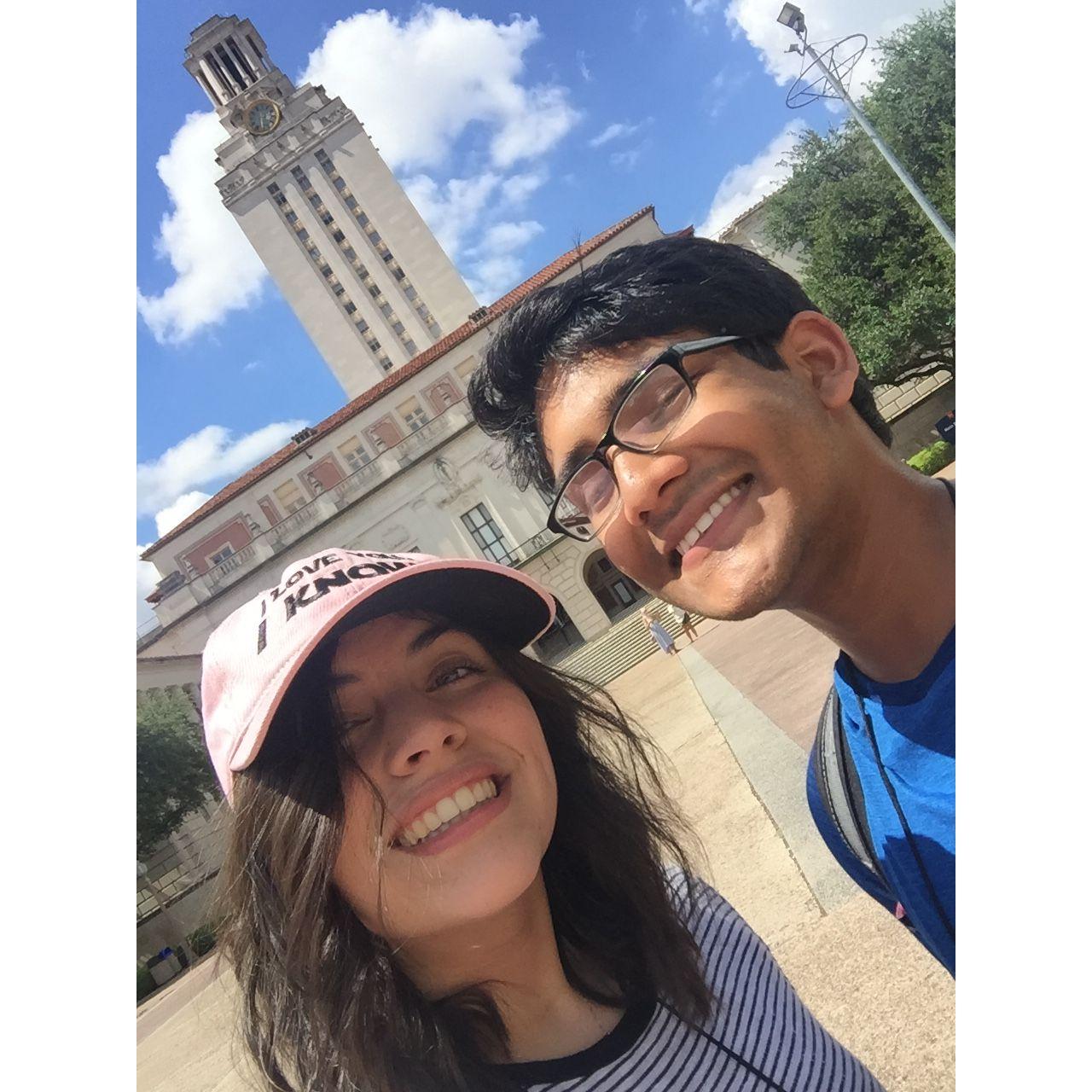 This is during Freshman orientation at the University of Texas where they both finished their Undergrad.