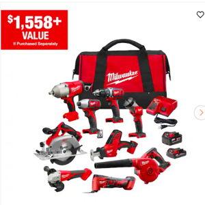 M18 18-Volt Lithium-Ion Cordless Combo Kit 9-Tool with 2-Batteries, Charger and Tool Bag