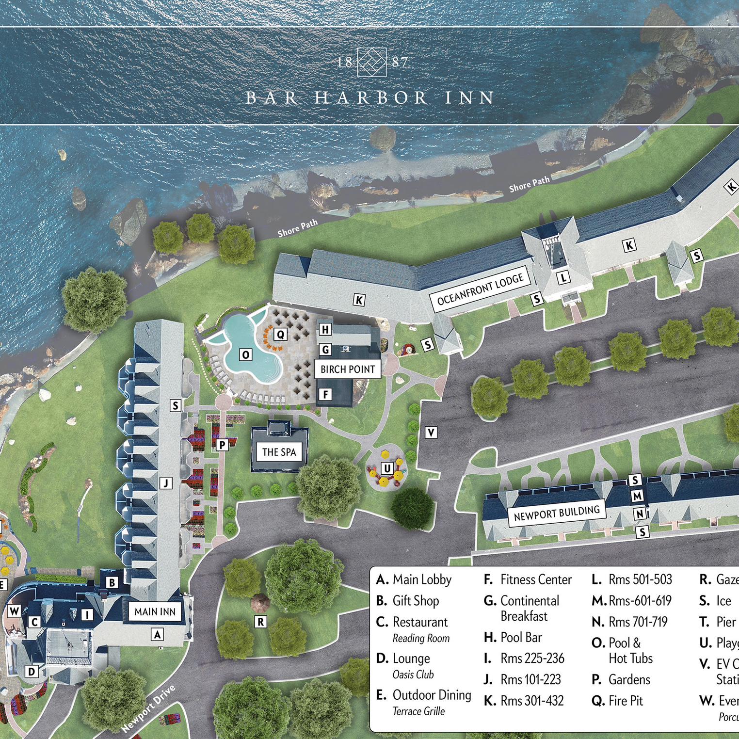 This is a map of the Bar Harbor Inn.