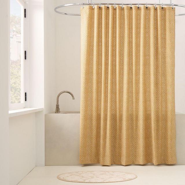 Pierce and Ward Floral Tile Shower Curtain 72x74, Honey Mustard
