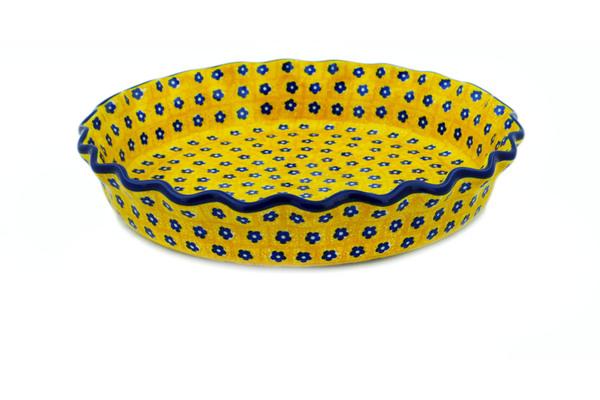 Fluted Pie Dish 10" Sunshine - Polish Pottery