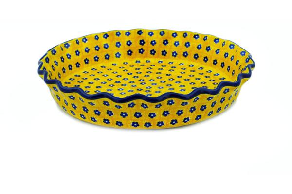 Fluted Pie Dish 10" Sunshine - Polish Pottery