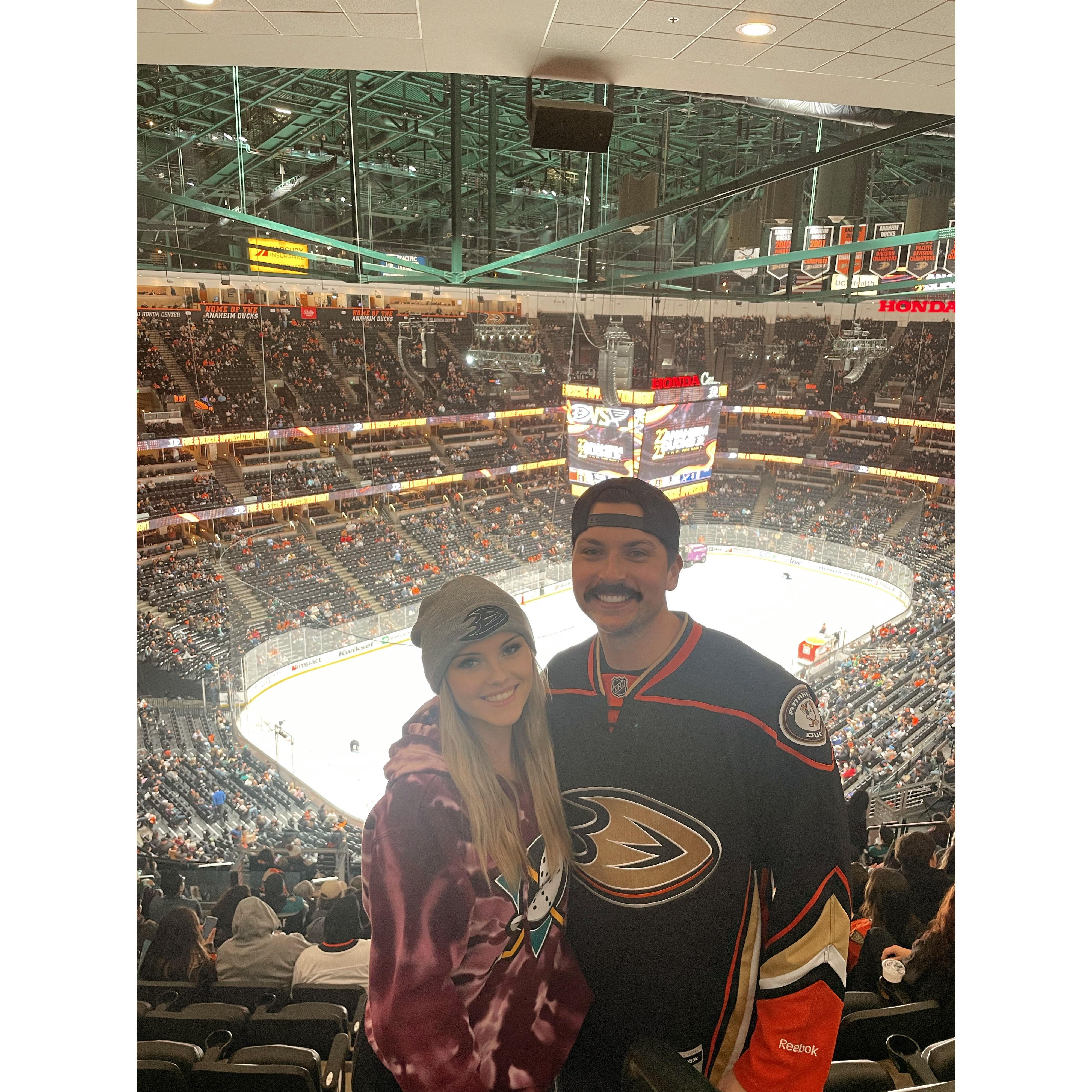 Our first Hockey game of many. Go Ducks!