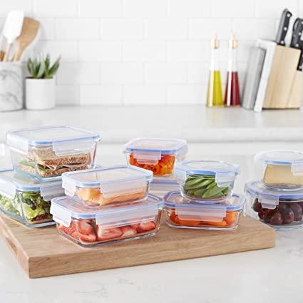 Amazon Basics Glass Locking Lids Food Storage Containers, 20-Piece Set