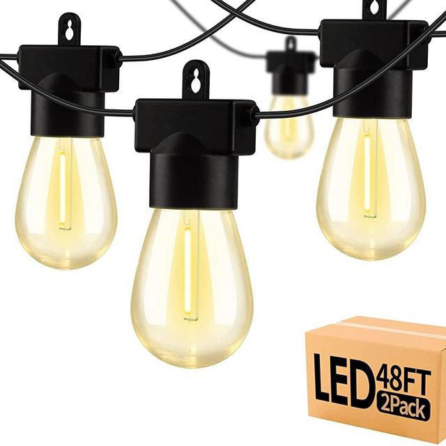Aialun 96FT LED Outdoor String Lights with Shatterproof Dimmable Edison Bulbs Outside Patio, ETL Listed, Waterproof Heavy-Duty Commercial Grade Strand Decorative for Porch Backyard Market Cafe