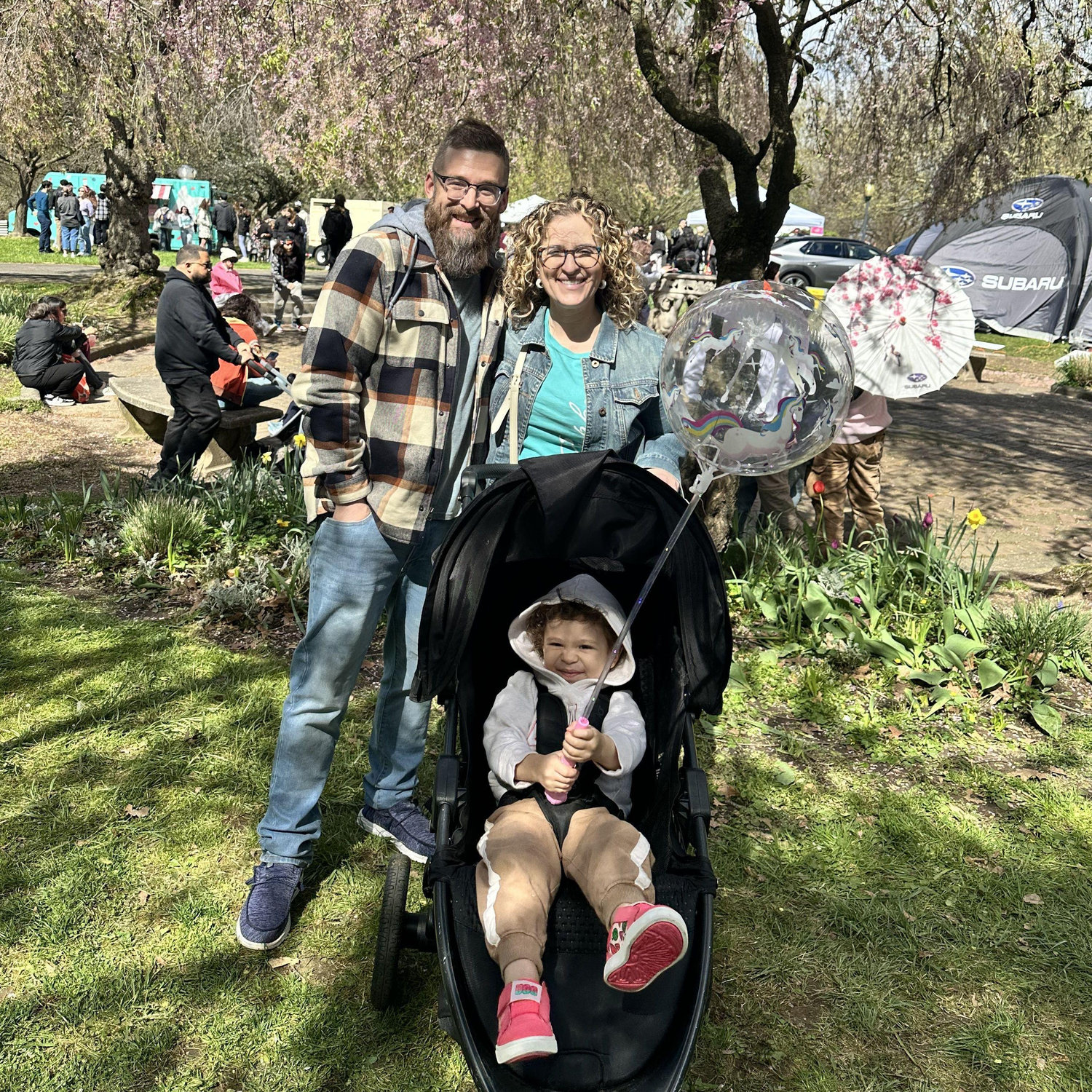 Cherry Blossom festival with Francesca, (our niece) and Leeza's dad.