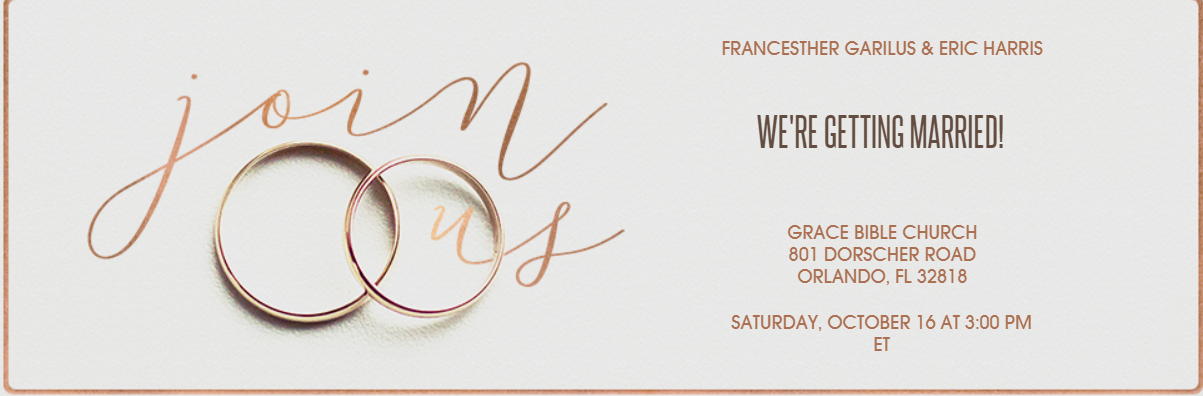 The Wedding Website of Francesther Garilus and Eric Harris