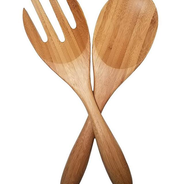 Bamboo Salad Server Set, Quality Bamboo Salad Servers, 12-inch Salad Lifters