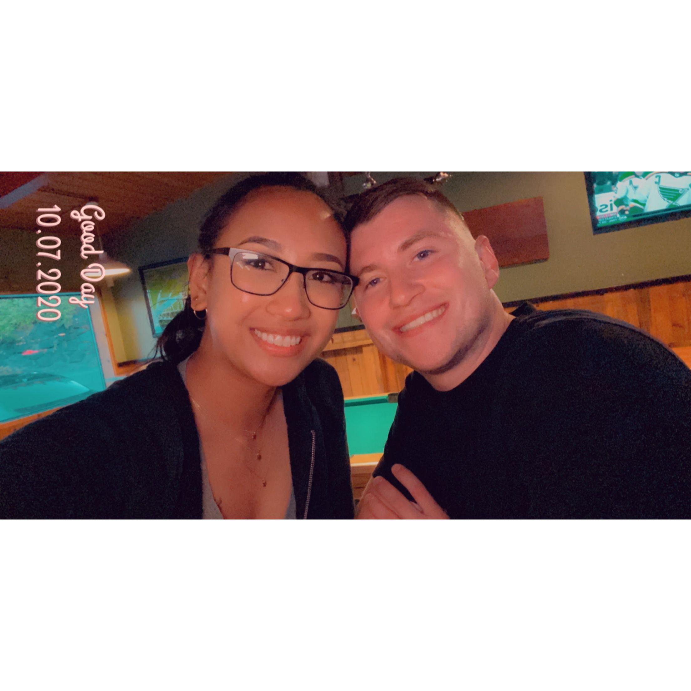 Drinking at the nearby bar