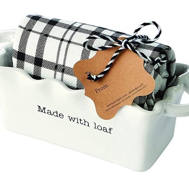 Mud Pie Made Circa Mini LOAF W Towel, Baker 2 1/2" x 7" x 3" 26" x 18"