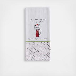 Holiday Ditty Cat Dishtowel, Set of 2