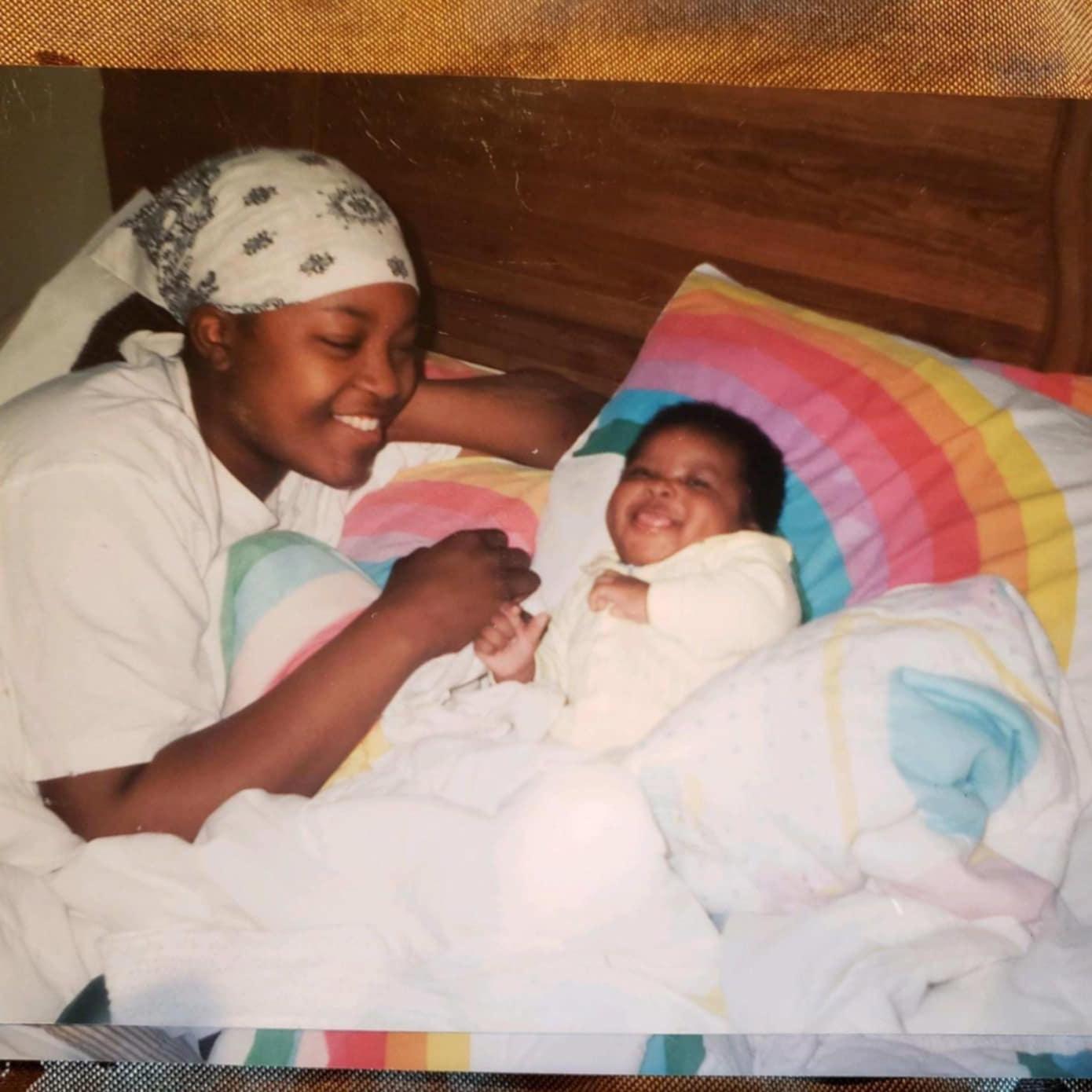 A baby picture of Elijah and his mother Teria