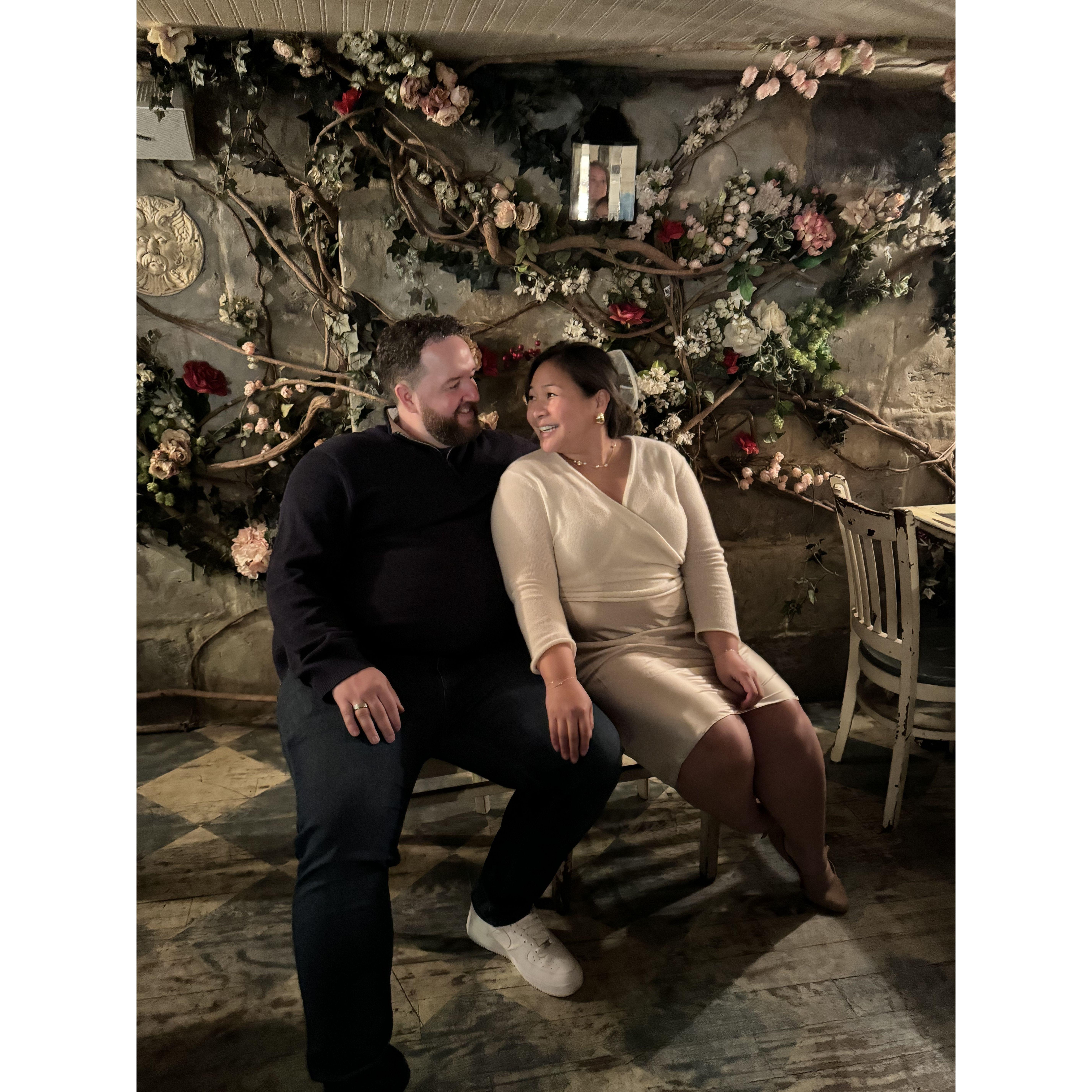 Our elopement night in NYC with a handful of travel friends who traveled near (and FAR)