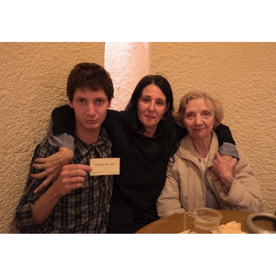 Evie's first visit to France. A crepe dinner with Madeleine and cousin Alfred.