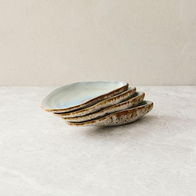 Seashell Stoneware Dip Bowl, Oyster, Set of 4