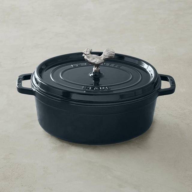Staub Oval Cast-Iron Coq Au Vin, 5 3/4-Qt., La Mer
