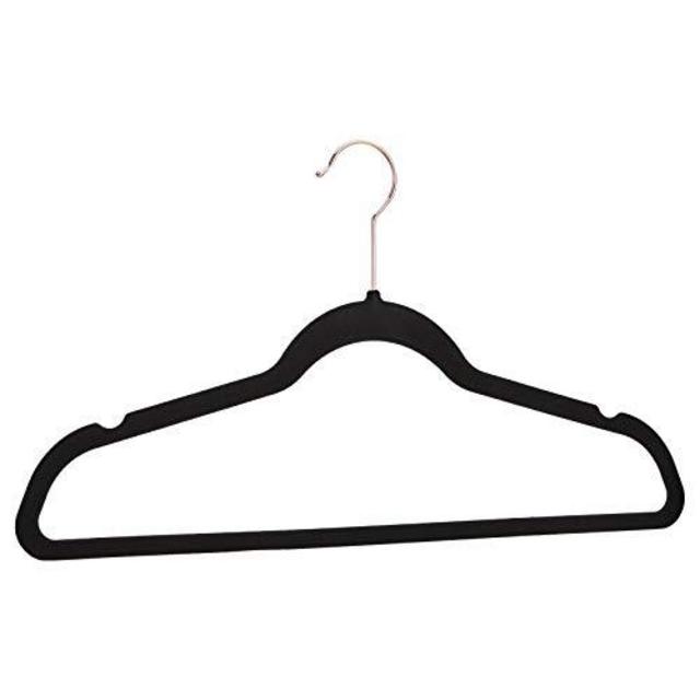 AmazonBasics Velvet Suit Hangers, 100-Pack, Black/Gold
