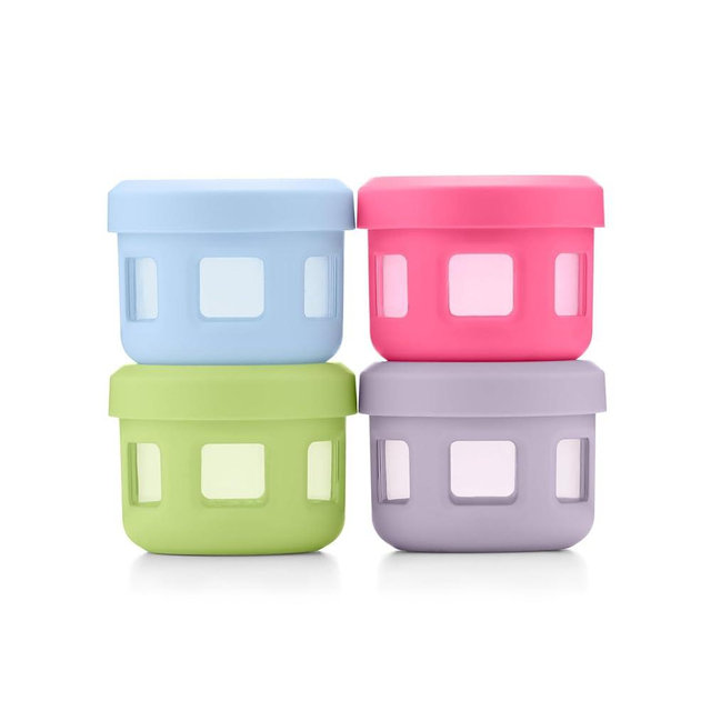 Ello Reusable Condiment Containers 4oz each with Screw-on Leak Proof Lid | Perfect for Salad Dressing Sauce Dips Lunchbox Picnic Travel Bento Box | BPA-Free | Dishwasher Safe