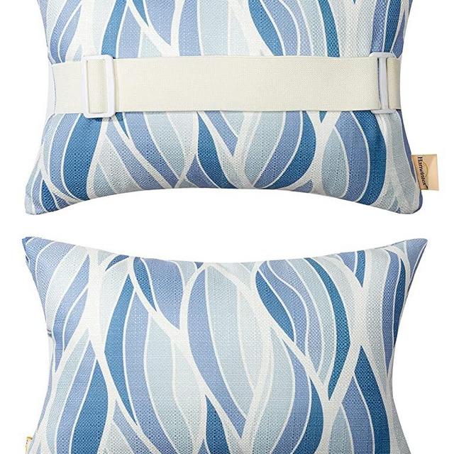 Outdoor Pillow for Chaise Lounge Chair, Sunbrella Head Support Pillow for Car Driving Neck or Lumbar Resting Waterproof with Adjustable Elastic Stripe for Garden Furniture Decorative 2Pack