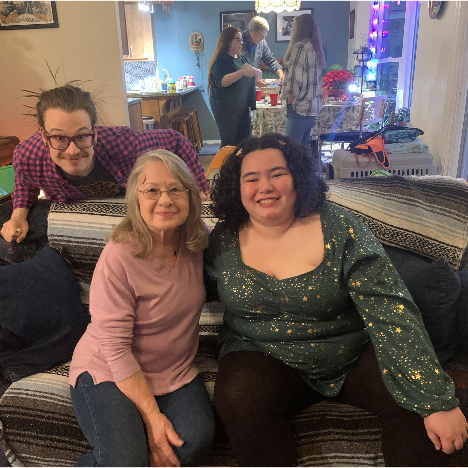 Emma with Rob and the triplet's grandmother, Granny.