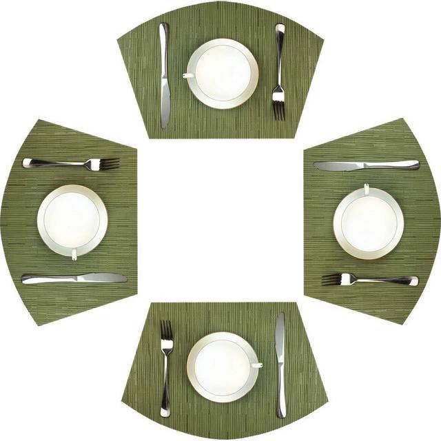Red-A Woven Vinyl Placemats for Dining Table Durable Heat Resistant Washable Placemats for Round Table,Placemats Set of 4,Green
