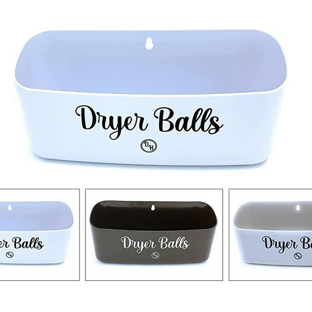Laundry Dryer Balls Magnetic Bin Organizer Holder for Washer Fits Wool Dryer Ball Basket (White)