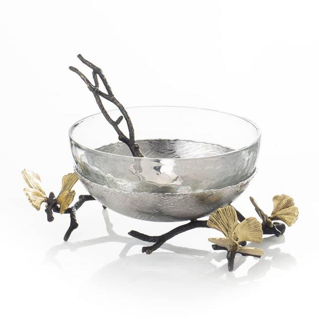 Michael AramButterfly Ginkgo Glass Nut Dish with Spoon