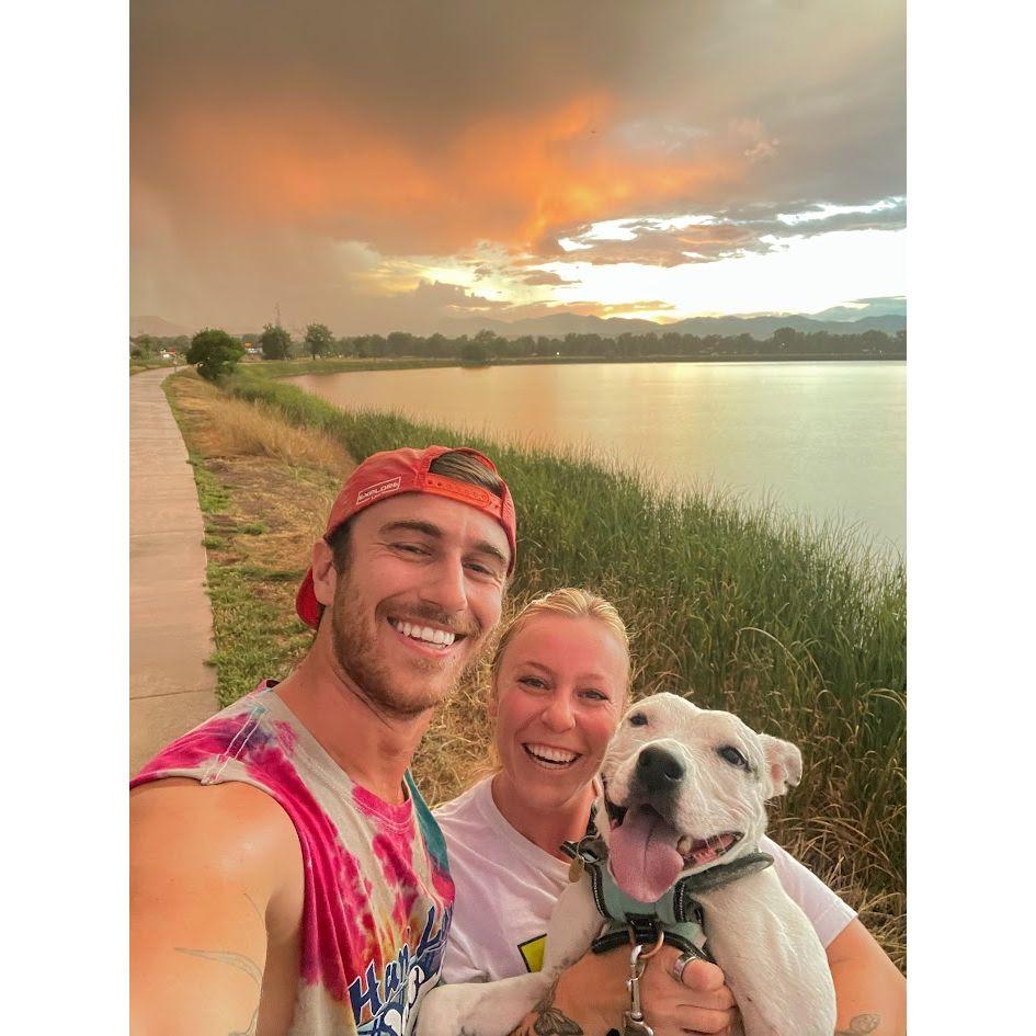 Family run in the rain