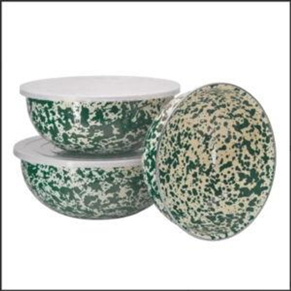 Green and Cream Splatter Covered Multi-Purpose Bowl Set