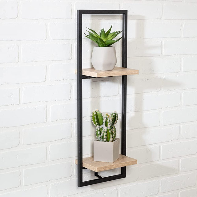 Honey-Can-Do Double Floating Wall Shelf SHF-08572 Natural