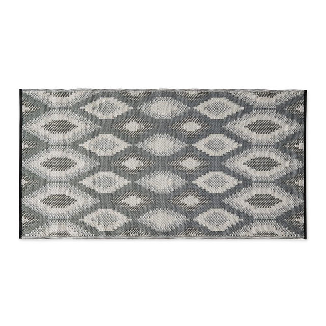 DII Reversible Indoor/Outdoor Ikat Woven Rug, 3x6', Black