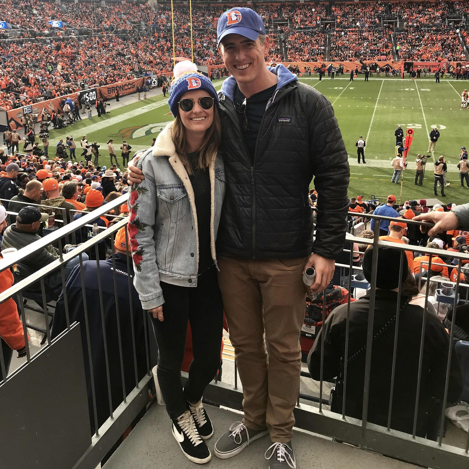 In Denver for a Broncos game. Don't let Caitlin's hat fool you; she's a KC Chiefs fan.