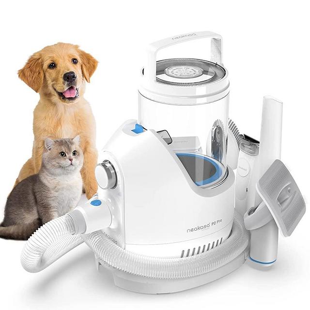 Neakasa by neabot P2 Pro Dog Grooming Kit, Dog Clippers Vacuum Suction 99% Hair, Pet Grooming with 5 Proven Grooming Tools, 2L Large-Capacity Easy Empty Dustbin for Dogs Cats Animals (Blue-White)