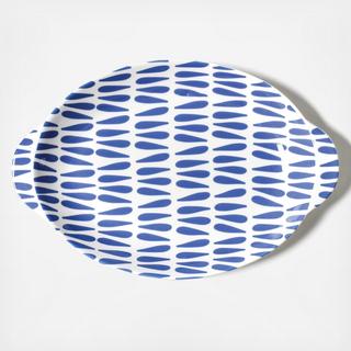 Iris Blue Drop Handled Oval Platter