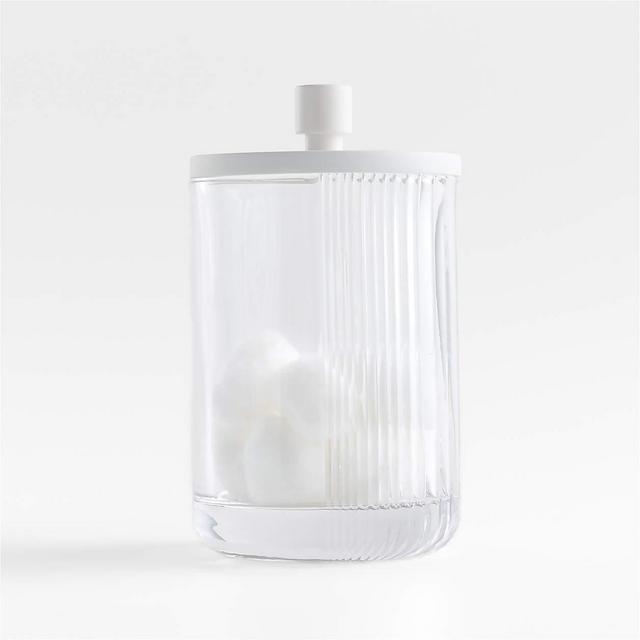 Ribbed White Glass Canister Large