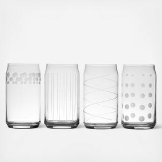 Cheers Beer Can Seltzer Glass, Service for 4