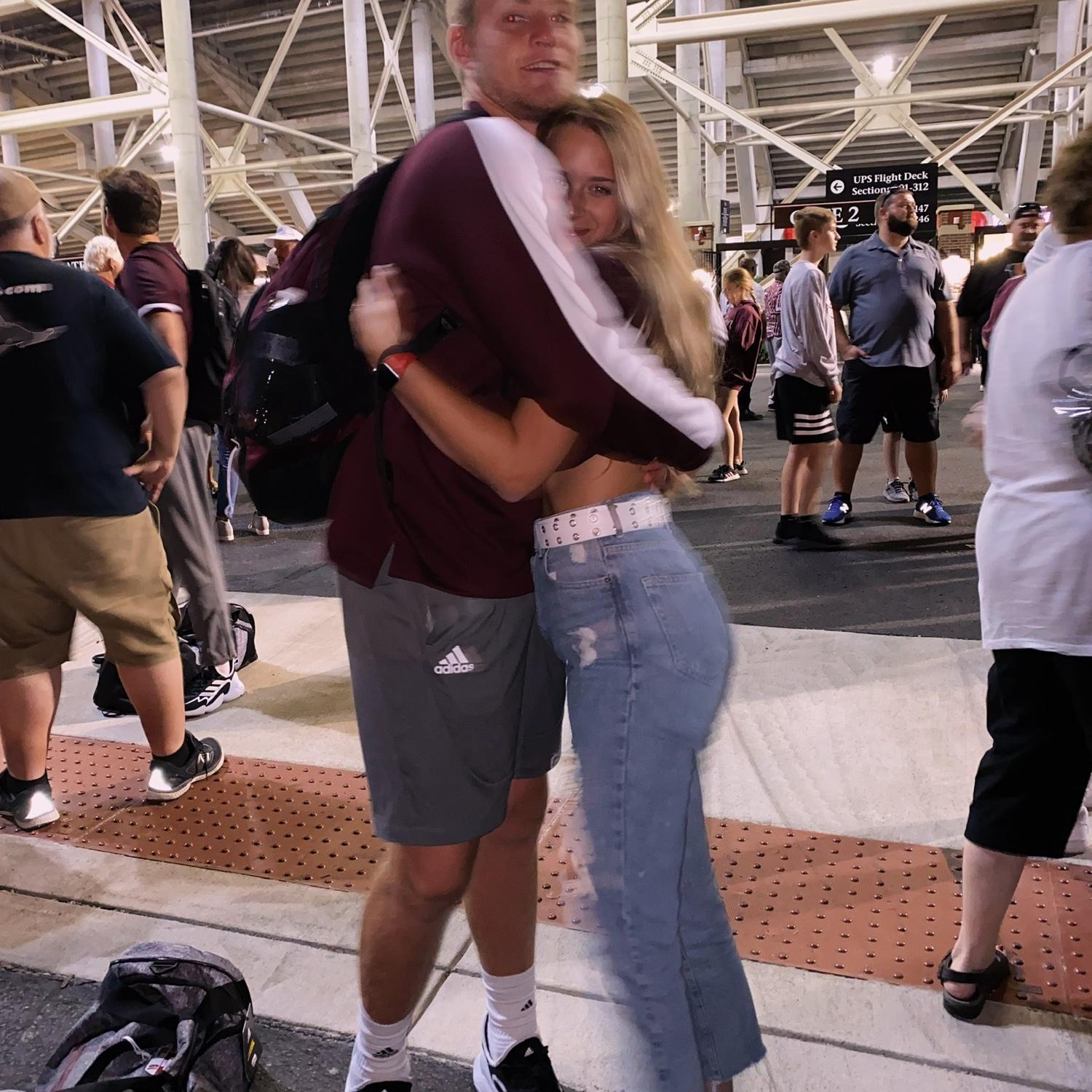 This photo was taken after Matt played UofL and they hadn’t seen each other in months!
