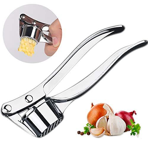 ISKM Garlic Press Mincer Ginger Crusher Peeler Squeezer Heavy Duty Zinc Alloy Garlic Presser Chopper Professional Food Prep Grade Dishwasher Safe Easy to Clean