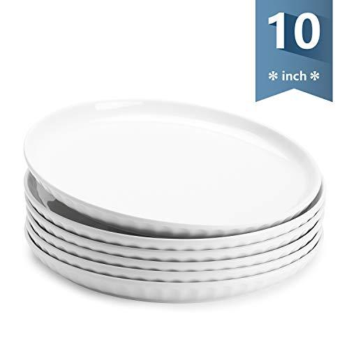 Sweese 156.001 Porcelain Fluted Dinner Plates - 10 Inch - Set of 6, White
