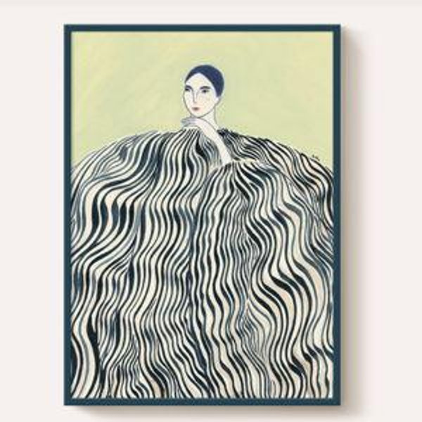 La Poire - Zebra Coat 70x100 with Petrol Blue Wood Frame