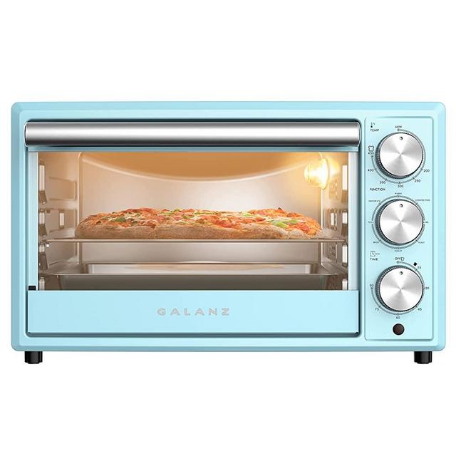 Galanz GRH1209BERM151 Retro Toaster Oven, True Convection, Indicator Light, 8 Cooking Programs, 1500W/120Volts, 0.9 Cu.Ft Capacity, Bebop Blue