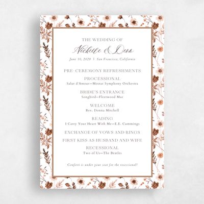 Taupe, White Wedding Program - Viva