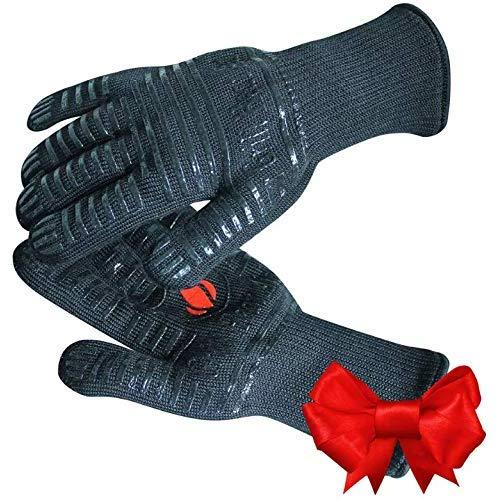 GRILL HEAT AID Extreme Heat Resistant BBQ Gloves. High Dexterity Handling Hot Food Right on Cast Iron, Barbecue or Smoker. Multi-Purpose Fireproof Indoor Outdoor Use For Men and Women. One Size, Black